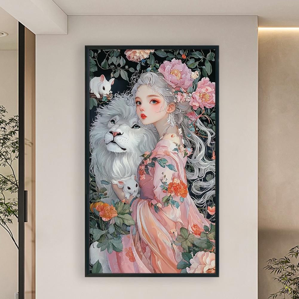 Tam Nakış Eko-pamuk İplik 11CT Baskılı Kız Çapraz Dikiş Seti Sanatı