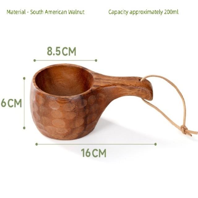 Nordic Style Finland Wooden Mug, Handmade Outdoor Camping Travel Coffee Beer Cup Portable Drinkware