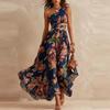 2026 Summer New European and American Cross-border Women's Clothing Digital Printing Temperament Elegant Slanted Shoulder Sleeveless Dress