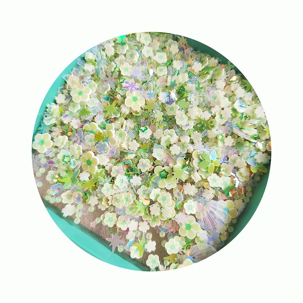 Flower Mix Flower Polymer Clay Sequins Slices Glitter Handmade Diy Slime Nail Art Craft 500g/bag