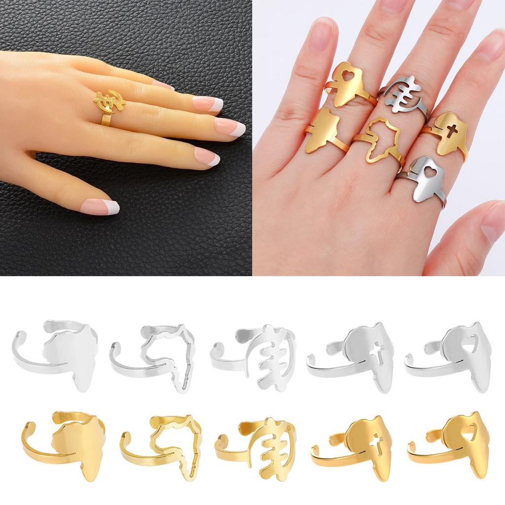 Minimalist Africa Map Ring Personalized Africa Outline Finger Ring Ethnic Africa Unique Rings for Fashion Enthusiasts