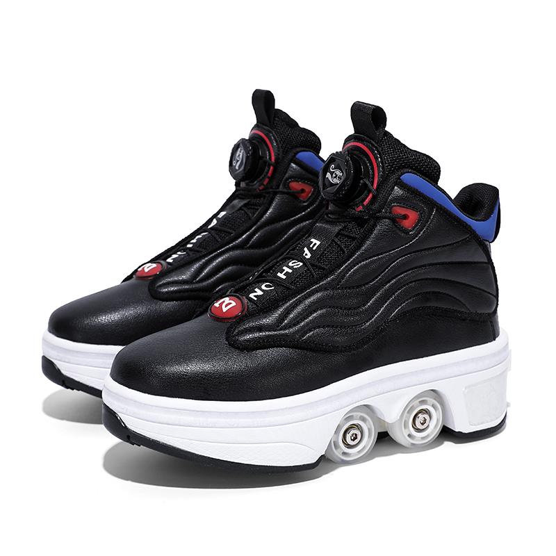 

Kids Wheels Sneakers Roller Sneakers Roller Shoes Deformation Shoes Roller Skate Shoes 34 чёрный