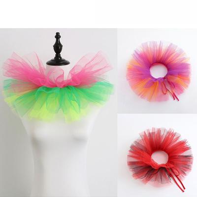 Colletto Falso Increspato in Tulle Colorato per Donna Tre Strati Finto Collare per Costume di Halloween Clown Collo Staccabile Sciarpa