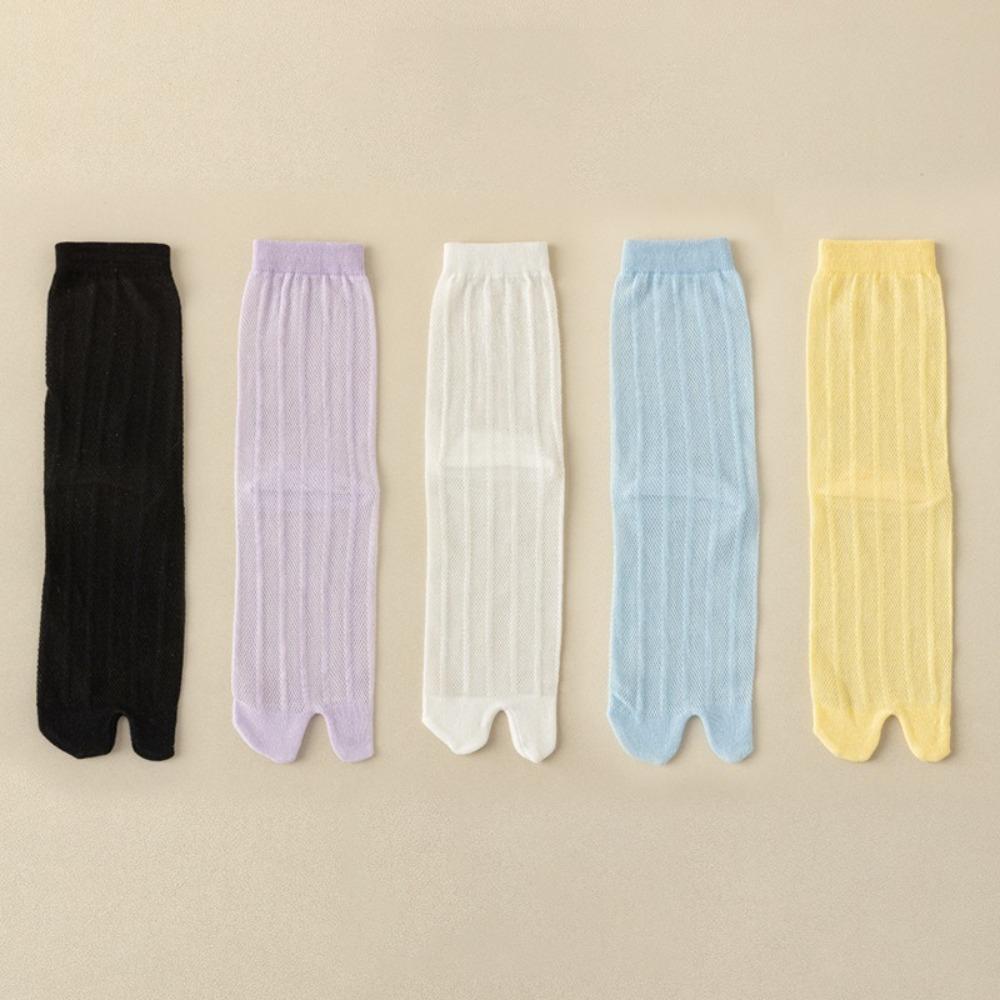 Breathable Mid-calf Mesh Socks Simple Split Toe Tube Socks Solid Color Two Toe Socks  Women