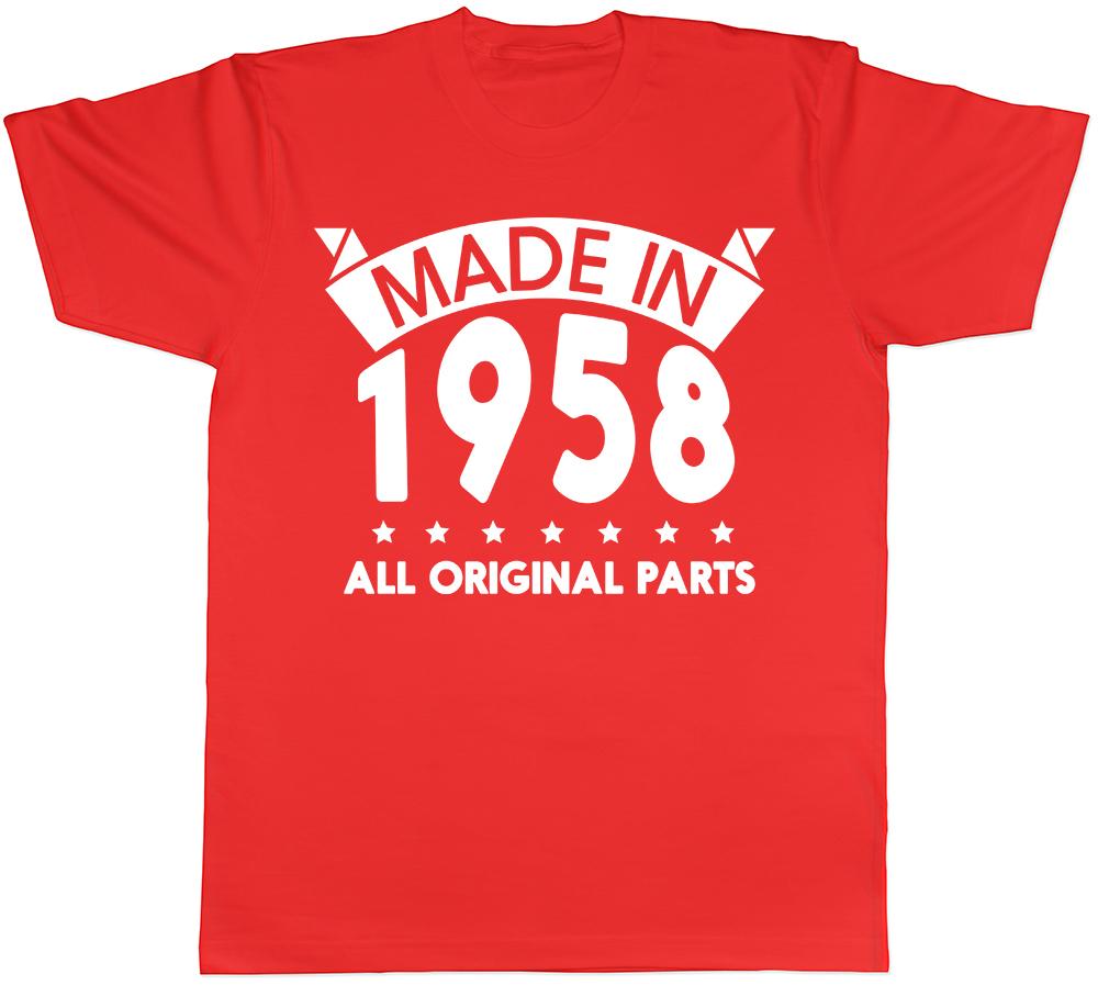 Made in 1958 All Original Parts Birthday Unisexs Short Sleeve TShirt S