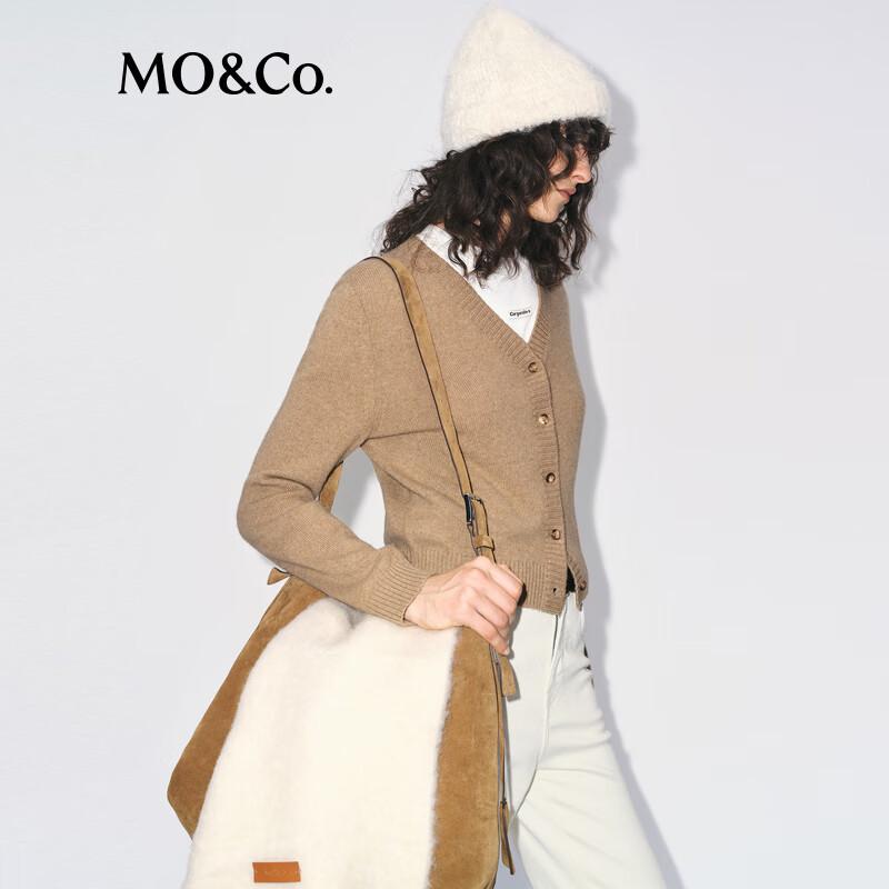 MO&Co. V-Neck Wool Blend Cardigan