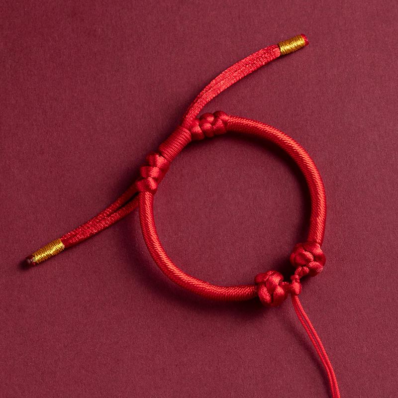 Red Rope Choker with Threadable Beads, Baby Pendant, and Padlock - Handmade Weaving