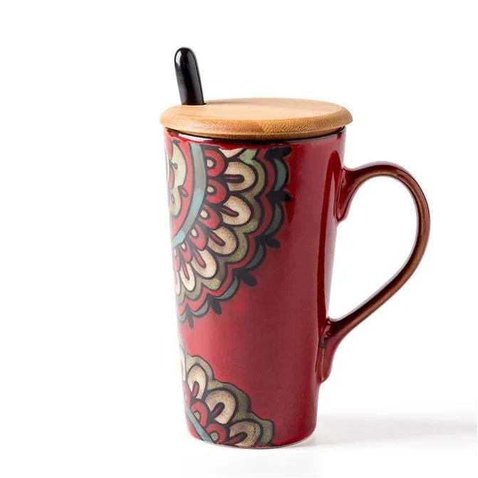 Nordic Style Large Ceramic Mug with Spoon and Lid – Creative & Personalized Coffee Cup