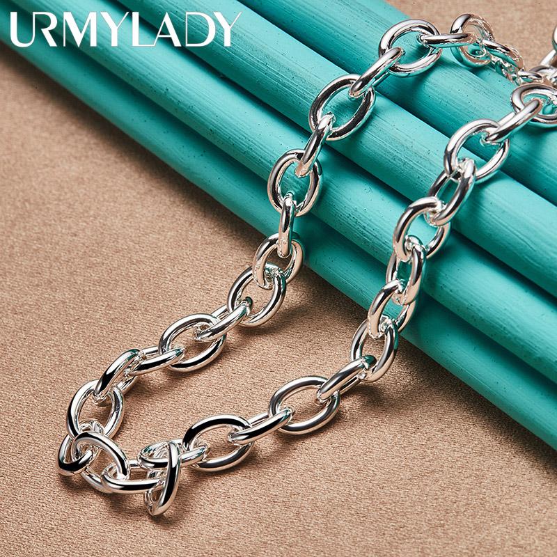 URMYLADY 925 Sterling Silver Round OT Chain 18 Inch Charm Necklace For Women Fashion Jewelry