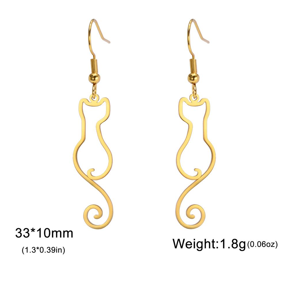 My Shape Cute Cat and Dog Dangle Earrings for Women Girls Stainless Steel Lovely Kitten Animal Drop Earring Fashion Jewelry Gift