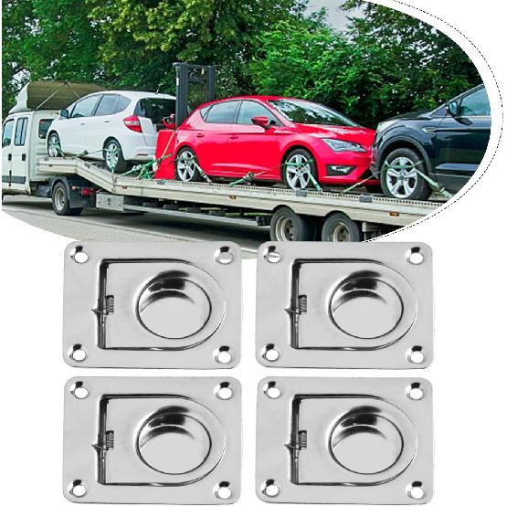 4Pcs Stainless Steel Flush Mount D-Rings,Heavy Duty Floor Mount Tie Down Anchors For Boats Trailers Trucks,56x66mm Load Capacity