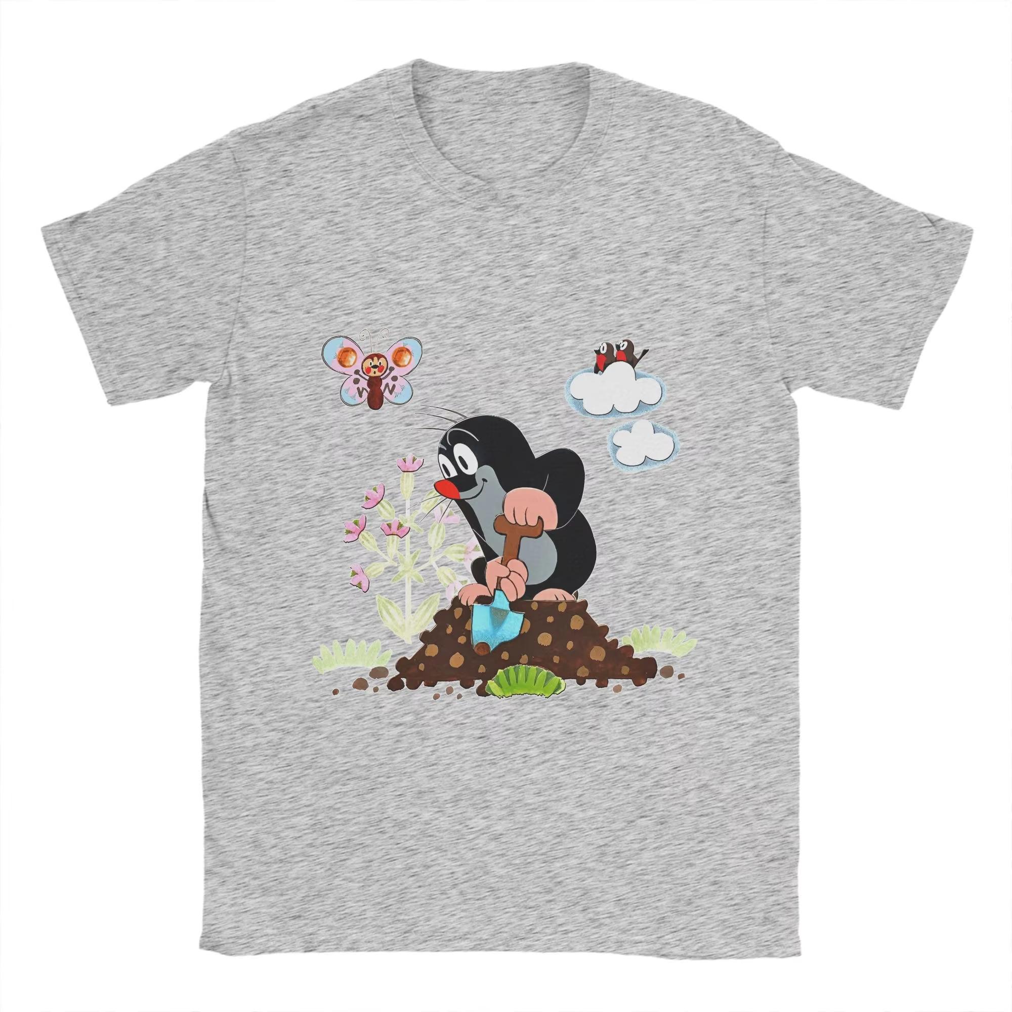 

Футболка из 100% хлопка для пары Кротик Летние Y2K Ретро футболки С круглым вырезом Модные футболки Оверсайз Дешевые топы Хлопковая футболка S