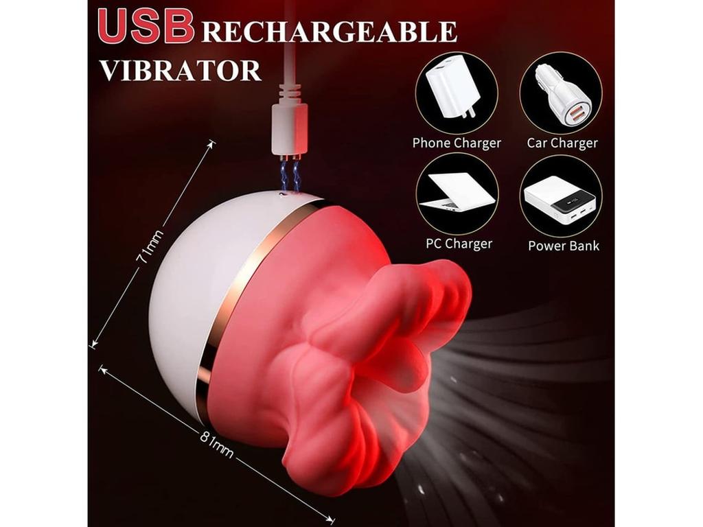 Red Soft Silicone Tongue Licking Vibrator Clitoris Nipple Massager
