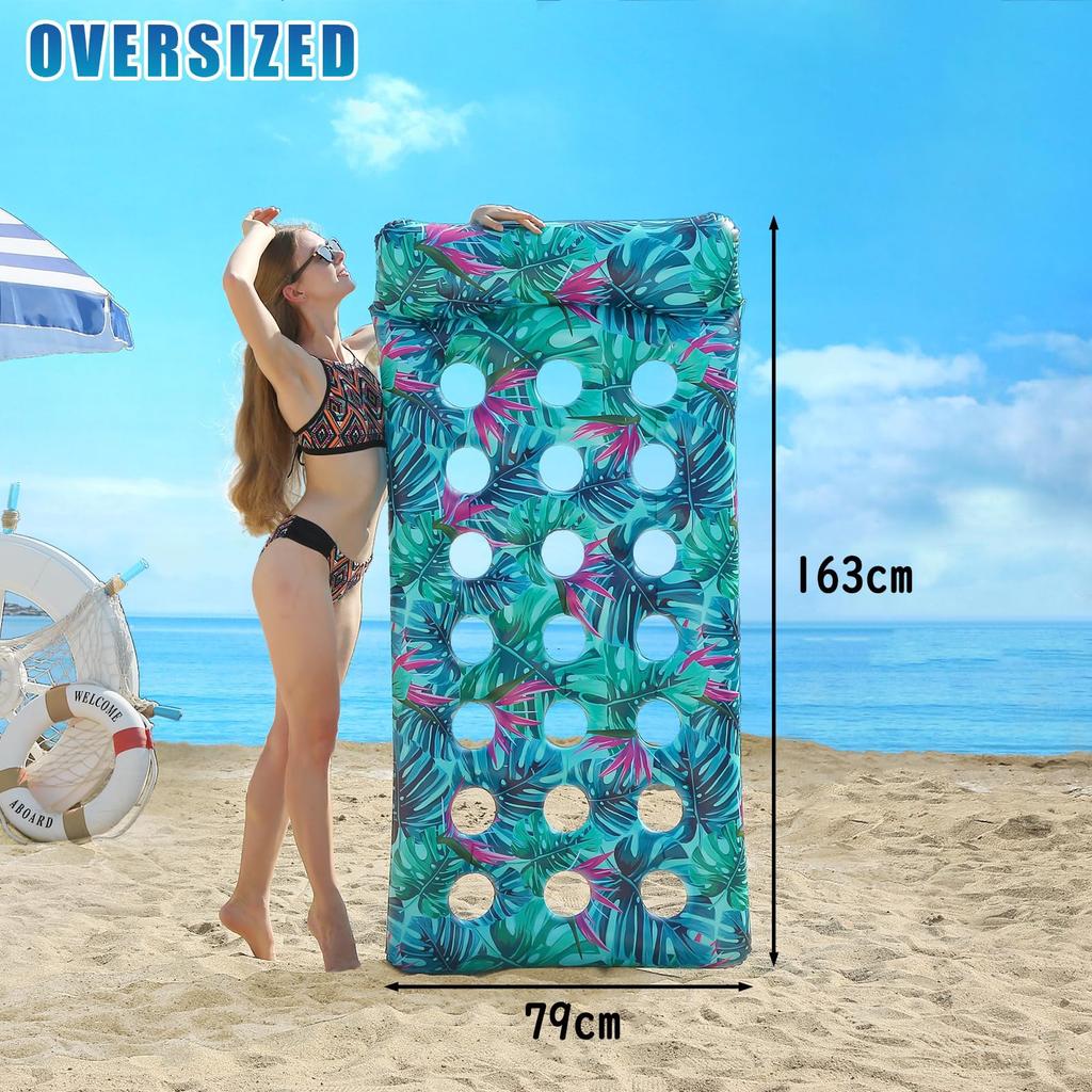 Float Ring for Adults Water Hammock Water Float Mat Pool Floating Device Boat Water Play Beach 18088CM (Green O)