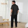 2-teiliges Pyjama-Set für Herren aus Seidensatin mit Reverskragen und Button-Down-Pyjamaoberteil mit Brusttasche, elastischer Bund und Hose, Nachtwäsche