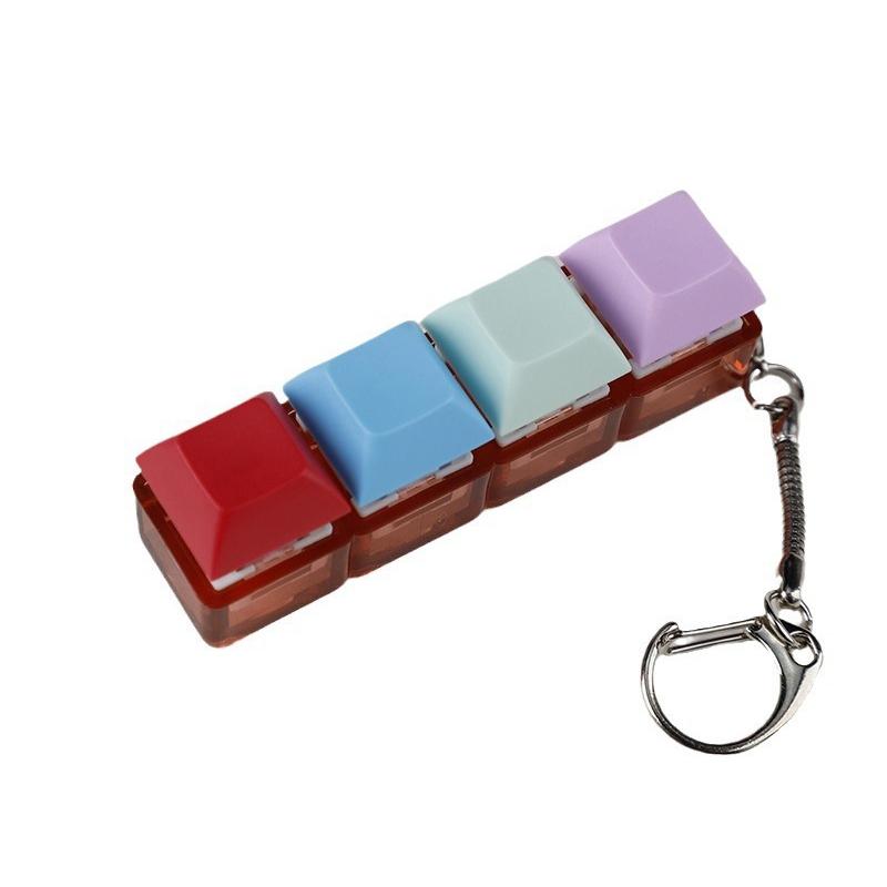 4-Keys Mechanical Keyboard Key Toy Keychain Party Stress Relief Diy Fidget Button Keycap Fidget Keyboard Toys Finger Keyboard