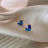 Vintage Heart Shaped Blue White Love Stud Earrings Female Temperament Niche Earrings Ins Retro Little Peach Heart Ear Jewelry