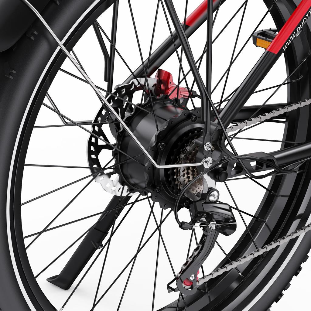 DUOTTS F26 Lite 48V 500W Electric Bike for Adults, 26"x4.0" Fat Tire E-Bike, 45-90km Range, Shimano 7-Speed, Black Red/Silver White