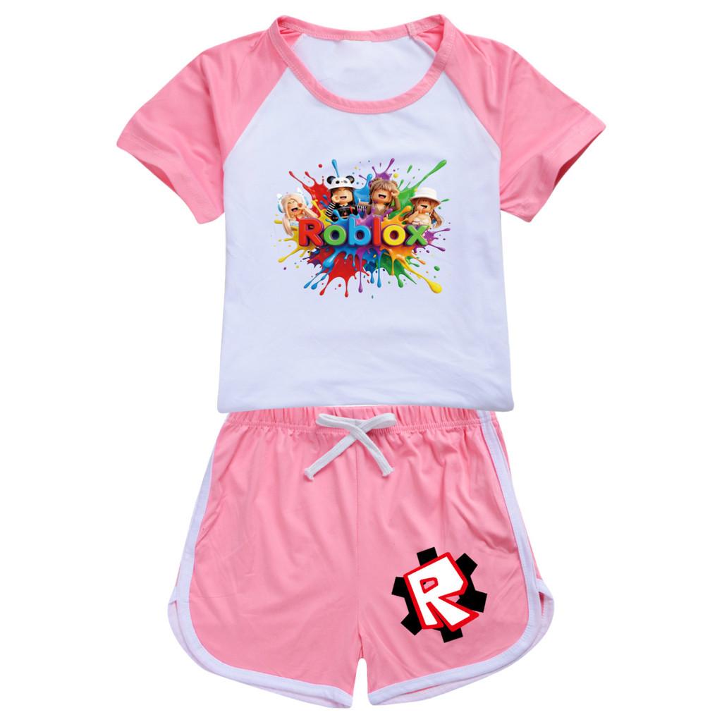 5575 Multi-color Kids Boys Girls Roblox T-shirt Shorts Top Pants Sport Clothes Set