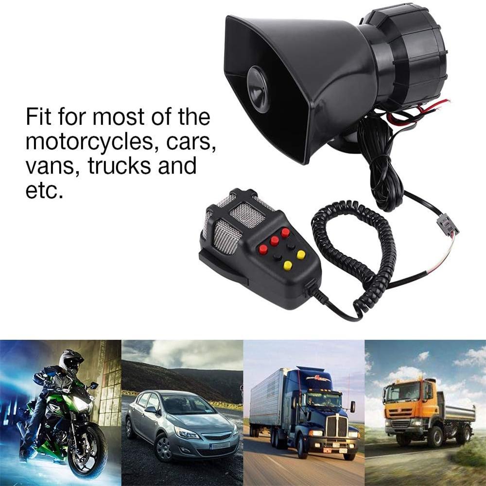 7-Sound Loud Car Warning Alarm Truck Alarm Loudspeaker 12V Siren Air Horn Megaphone Police Firemen Car Horn 110DB
