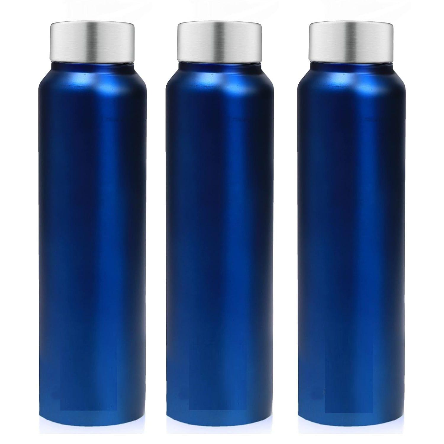 

Бутылка для воды из нержавеющей стали 1 л для детей, мальчиков, девочек, бутылки 1 литр для спортзала, использования в холодильнике, школы и офиса (Стальной колпачок - Набор из 3 штук, Темно-синий)