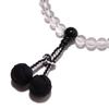 Nenjudo Made in Japan Women's Prayer Beads, Genuine Quartz and Black Onyx, Silk Tassel, Prayer Beads Bag Included, Suitable for All Sects