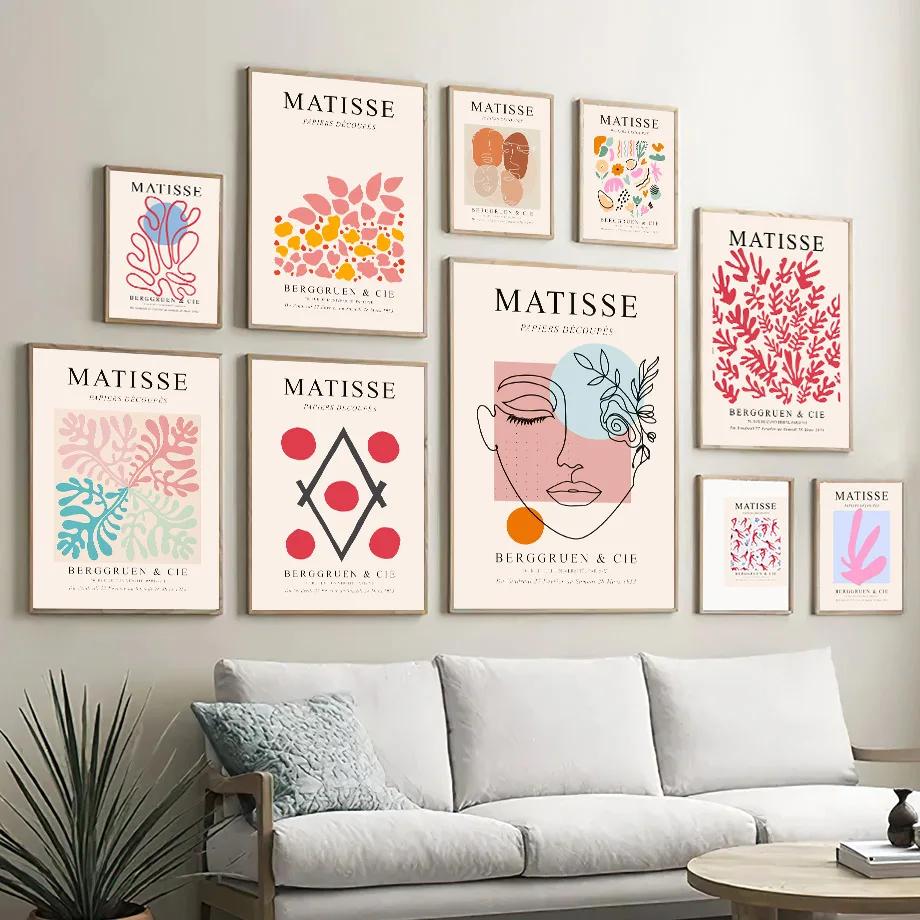 Matisse Abstract Posters for Living Room Decor, Coral Flower, Dance Girl Lines, Wall Art, Canvas Painting, Prints Pictures