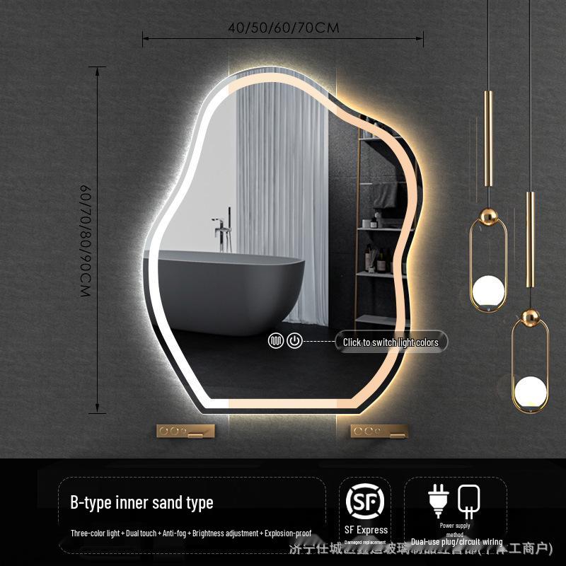 Irregular Shape LED Vanity Mirror: Wall-Mounted, Luminous, Smart Cloud Bedroom Makeup Mirror with Lights