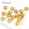 18K Gold Plated Metal Square Spacer Beads,Separators For Beads,DIY Jewelry Making Supplies,Inlaid Zircon Bracelets Beads