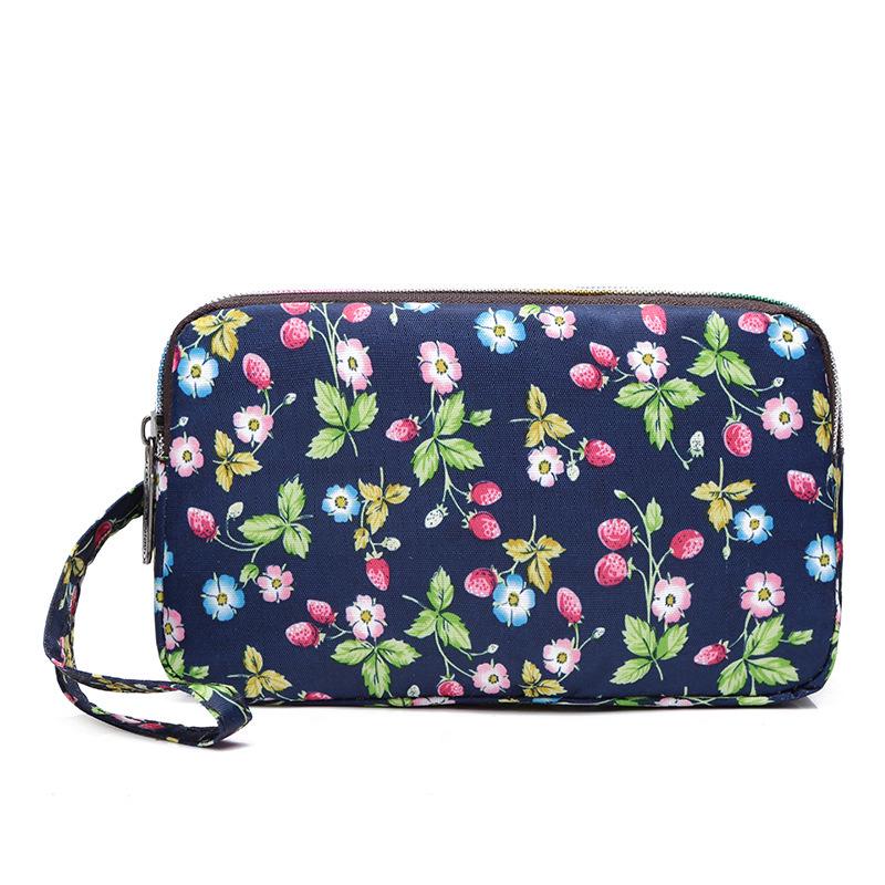 Women's Canvas Art Clutch: Three-Layer Long Wallet, Large Capacity Handbag, Key & Coin Purse, Casual Phone Bag