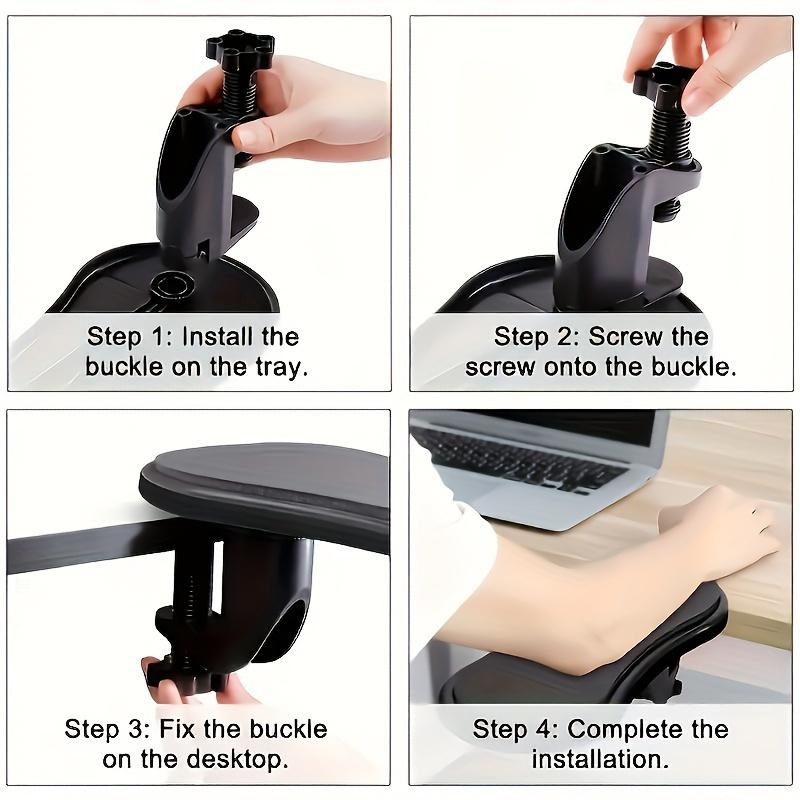 Ergonomic Desk Armrest Extender - Comfort Elbow Support for Gaming Office, Adjustable Keyboard Mouse Setup, Durable Black Design