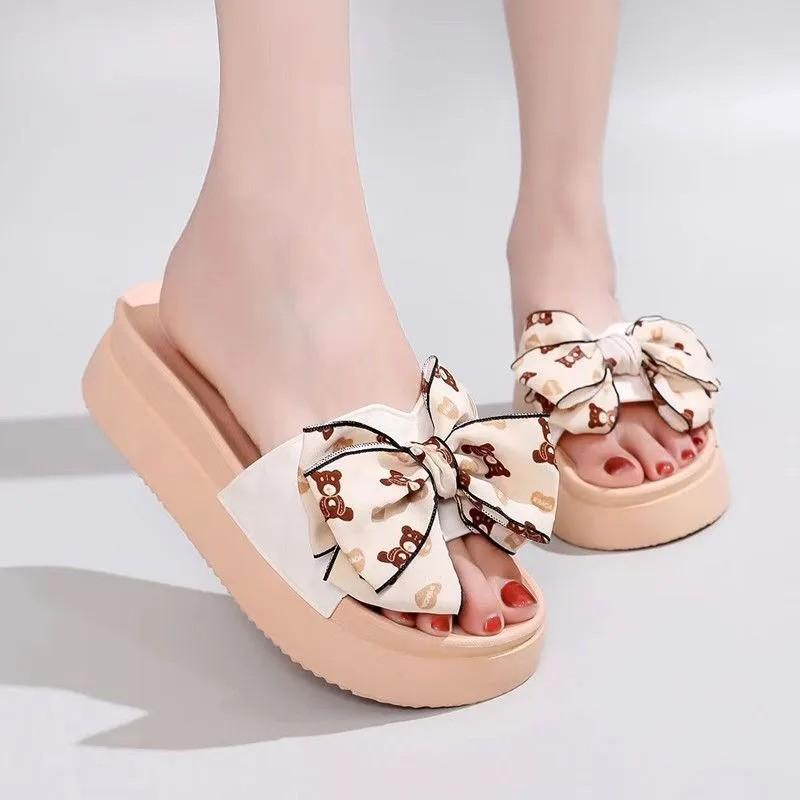 

Bowknot Slippers Women Summer Fashion Non, Sandals 40 бежевий