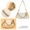 Women Genuine Leather Shoulder Bags Zip Closure Chain Decor Under The Arm Purse Vintage Y2K Handbag Trendy Purse Clutch