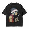 Music Band Gorillaz Smoking Washed T Shirts Streetwear Hip Hop Vintage T-Shirt Tees for Men Women Short Sleeve Harajuku Summer