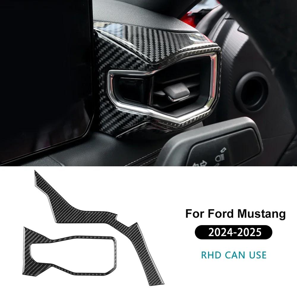 For Ford Mustang GT Dark Horse EcoBoost 2024 2025 2026 LHD RHD Real Soft Carbon Fiber Sticker Car Center Console AC Outlet Trim