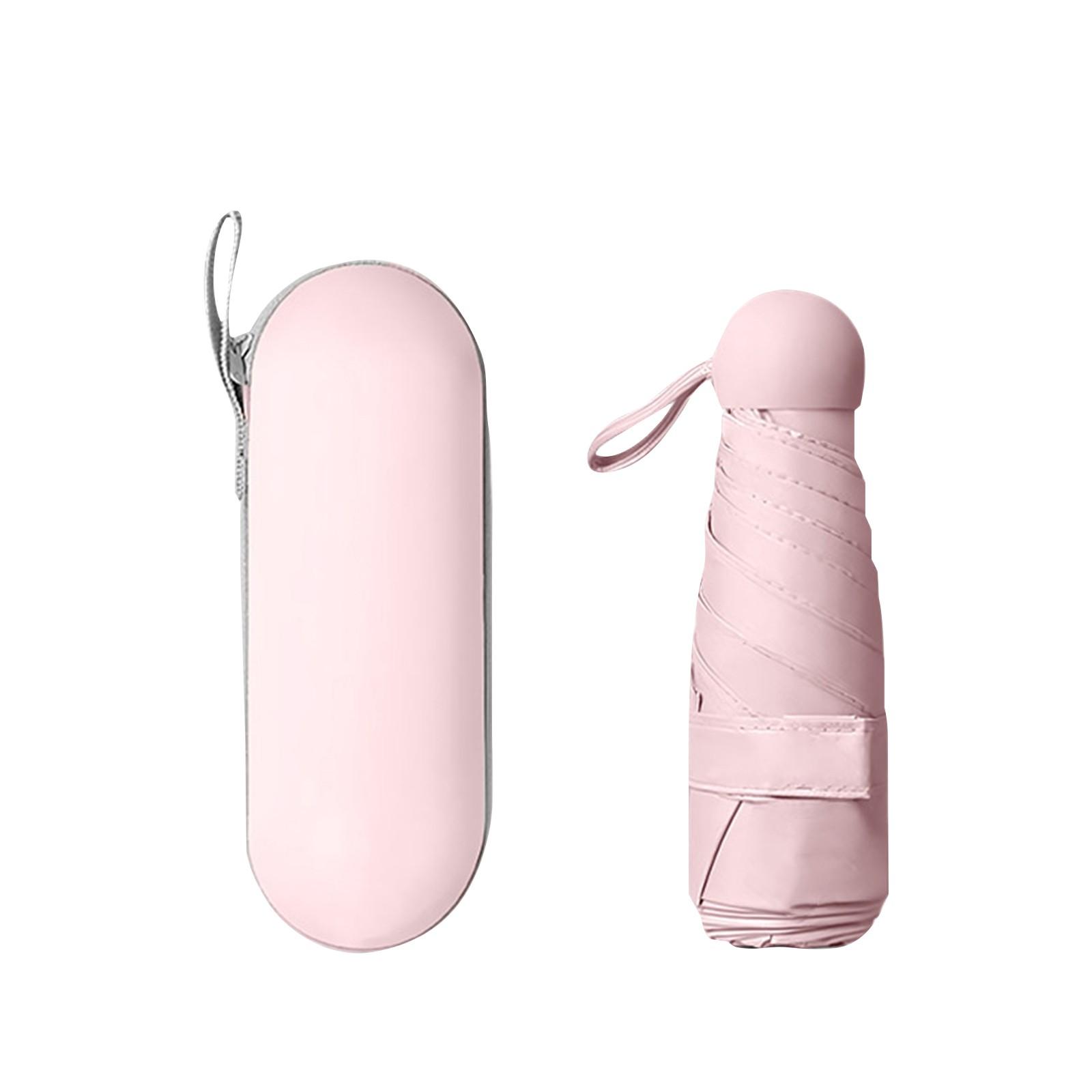 

Портативный 5-слойный зонт, Зонт от солнца и дождя, Солнечный зонт, Черный пластиковый складной зонт-капсула One Size светло-розовый