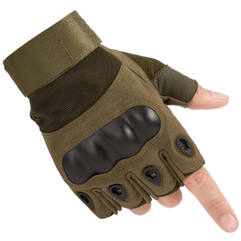 Guanti Tattici Fan Militari Prestazioni sul Campo Nero Outdoor Britannico Equitazione Taglio Resistente Sport Fitness Guanti a Metà Dito con Guscio Duro