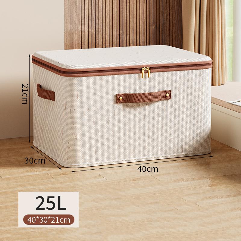 Foldable Fabric Clothes Storage Boxes - Washable Moisture-Proof Organizer Bins with Lock & Handles for Closet