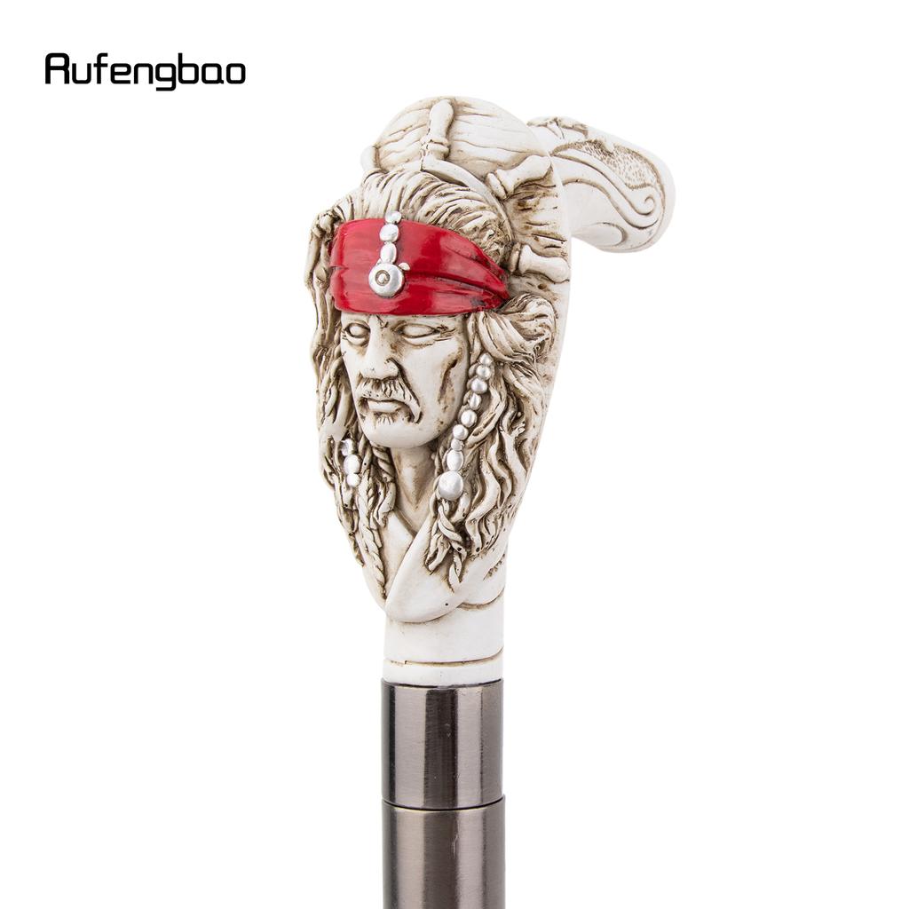 Red Resin Feather Skull Head Walking Cane Fashion Decorative Steel Stick Gentleman Elegant Cosplay Cane Knob Crosier 98cm