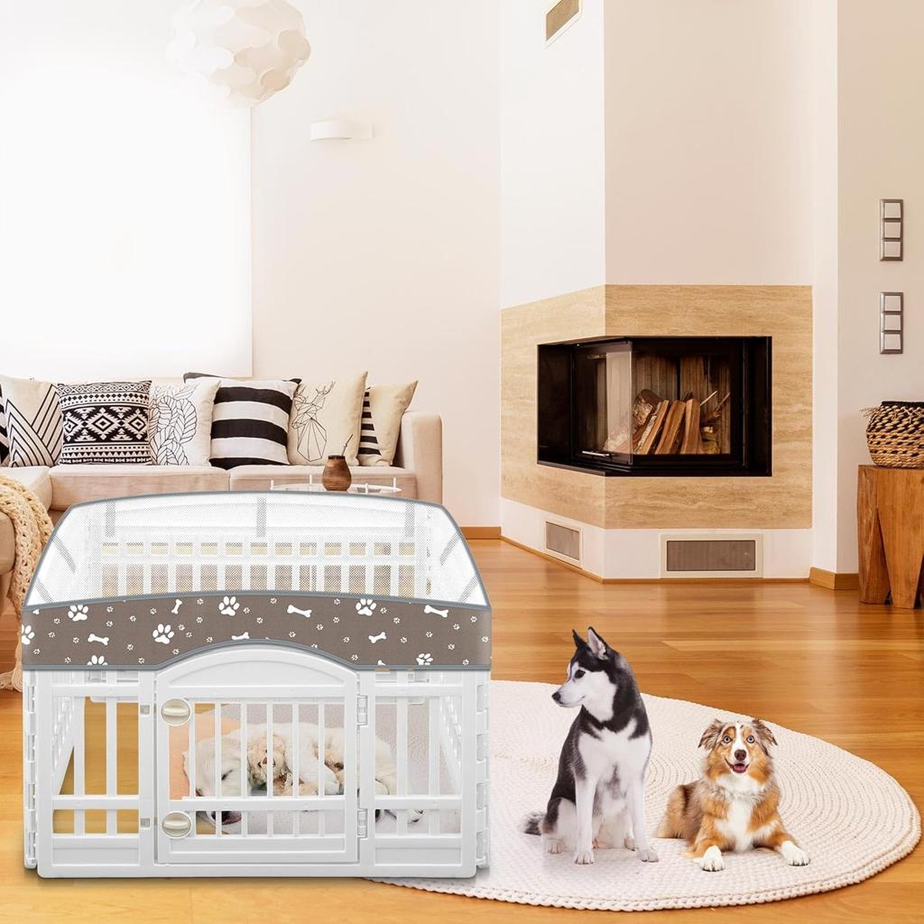 Dog Playpen Mesh Top Lid Fits for 36 Inch 4 Panels Regular Square Plastic Exercise Pet Pen, Breathable Pet Playpen Shade Cover for Dog Crate Pad ,