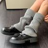 Grey Knitted Mid-Calf Knee High Socks for Women - Cozy, Versatile Boot Covers & Leg Warmers
