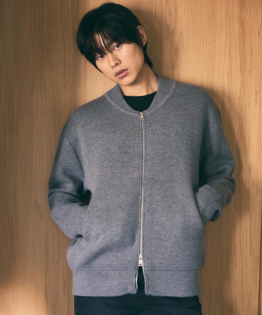 Wednesday Oasis Varsity Wool Blend Two-Way Knit Zip-Up_Charcoal(Wc25-Kn42)