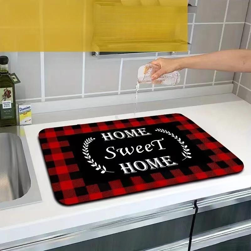1pc Solid Color Drying Mat Non-Slip Absorbent Mat Tableware Kitchen Counter Drain Mats Placemats for Table