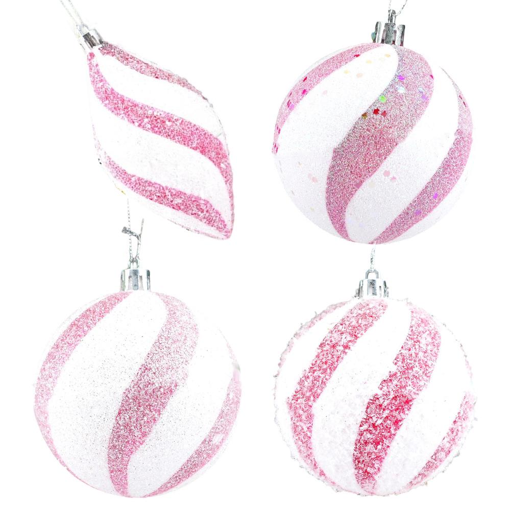 Decorative Christmas Ornaments Pink Sequin Christmas Balls Easy To Hang For Handmade DIY Projects Convenient Metal Hoop