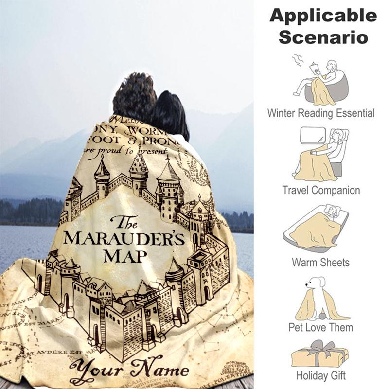 Custom Name Magic Academy Blanket Flannel Blanket for Camping, Hiking, Garden Parties, Picnic Essentials,gift for family and friend