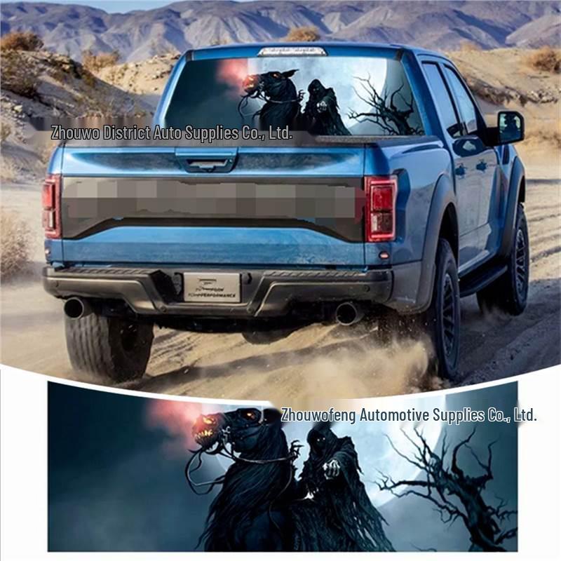 Grim Reaper Horse Skull Rear Window Decal Sticker for Trucks, SUVs, and Cars 135*36CM one piece