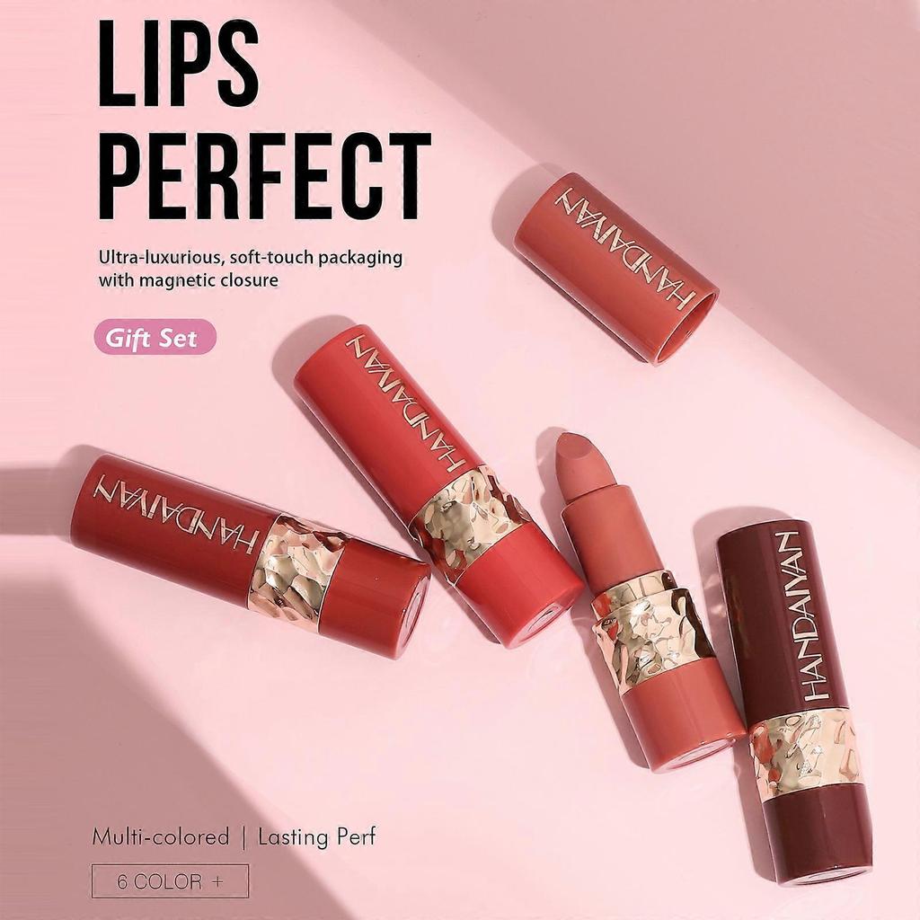 HANDAIYAN Matte Lipstick Set 6 Colors Long-Lasting Lipstick Natural Moisturizing Lipsticks for Lip Makeup Easy-to-Apply
