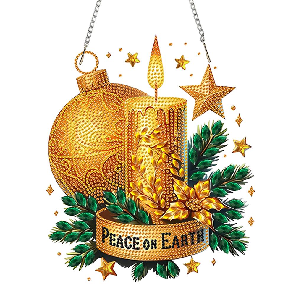 Christmas Theme 2D Flat DIY Hanging Diamond Art Kits Diamond Painting Set Diamond Art Pendant Window Hanging Art for Home Decor