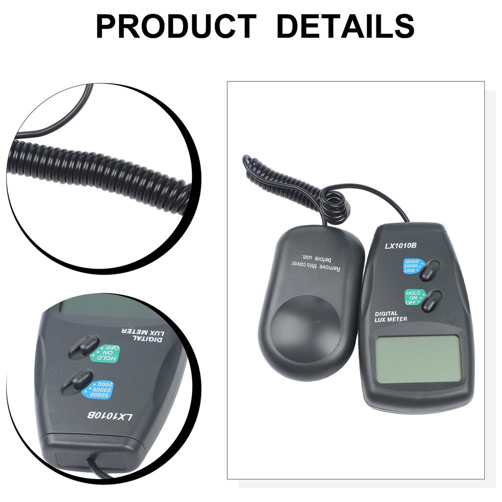 Convenient Portable Illuminance Meter Luxometer Luminometer Digital Lux Meter Range Divisions 2000 20000 50000 Lux