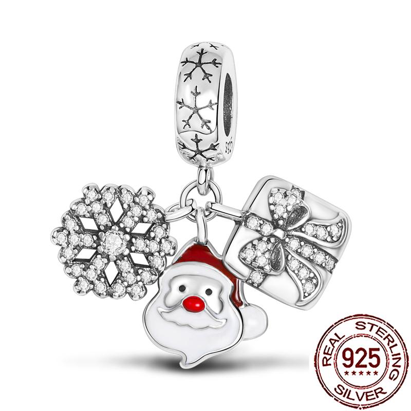 Novos Berloques de Cobre de Natal Papai Noel Berloques para Pulseira Corrente Cobra Colar Feminino Joias Diy